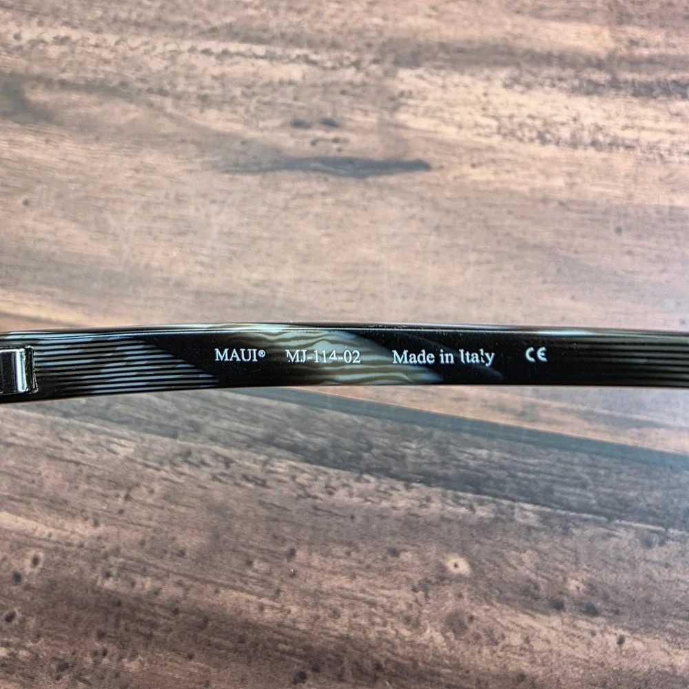Maui Jim MJ-114-02 Black Marbled Grey Rectangular Eyeglass Frame Italy 54-17-135